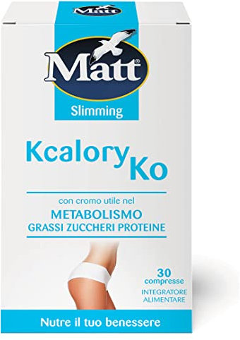 Matt, Kcalory Ko, Integratore Alimentare con Cromo Utile nel Metabolismo di Grassi, Zuccheri e Proteine, Potere Dimagrante, Controlla il Senso di Fame, Confezione da 60 Compresse