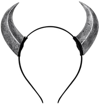 Keland Femme Gothique Cornes Maléfique Serre Tête Corne Diable Déguisement (G-Gris)