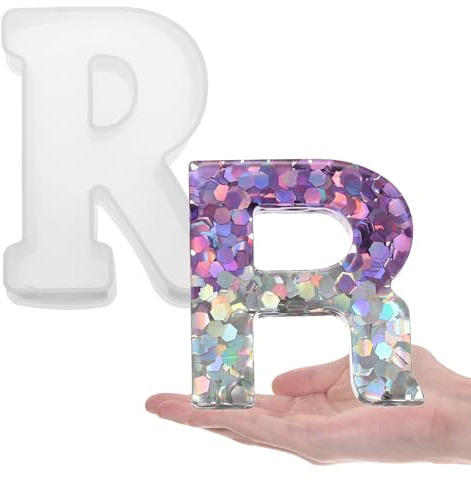 sourcing map Large Letter R Resin Molding 6 3D Capital Alphabet Silicone Mould for Word Sign Art, DIY Crafts, Home Party Decoration, Candle Wax, Soap Crafts