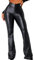 TZLDN Lederhose Damen PU Leder Weite Bein Schlaghose Crossover High Waist Bootcut Kunstleder Leggins Lederimitat Lange Hose Freizeithose Schwarz M