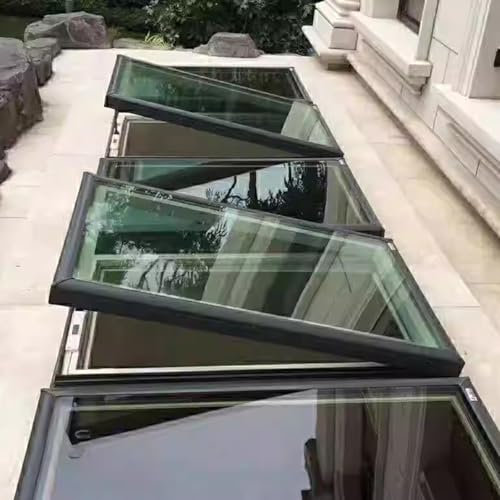 claraboya Hatch de ático personalizable para techo inclinado y plano, Skylight de techo altamente sellado, Ventana de pozo de iluminación subterránea con vidrio templado(23x28in(58.4x71cm))