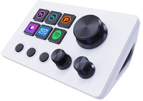 Basicolor Streaming Macro-knappsats, strömningsstyrenhet, kortkommandon, med anpassningsbara 6 LCD-genvägstangenter, 3 knappar och 3 knoppar, triggeråtgärder i OBS/Twitch/YouTube, Windows 10/Mac14.0