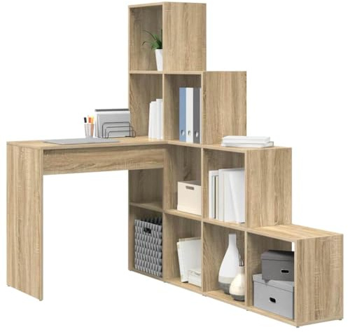 vidaXL Escritorio de Esquina Roble Sonoma 101,5 x 149,5 x 149,5 cm, Escritorio en L, Mesa Moderna para Trabajar, Muebles compactos, Almacenamiento versátil, cómodo para Escribir