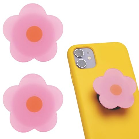 Lot de 2 Support Téléphone Finger Grip Bloque Porte Smartphone Extensible avec Poignée Téléphone et Finger Holder, Pliable et Compact, Design Fleur Rose pour Tous Téléphones Portables