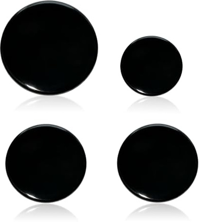 New Upgraded Gas Stove Burner Cap Set - 4pcs Burner Crown Flame Cap Cover Replacement Kit For SABAF Burners Stove,Includes 1 Large 2 Middle and 1 Small Cap,Shiny Black Surface(Flat)