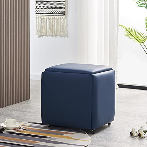 Sedia ottomana 5 in 1 impilabile a cubo, in finta poliuretano, con rotelle, sgabelli versatili per soggiorno e sala da pranzo, design compatto, 35 x 35 x 35 cm
