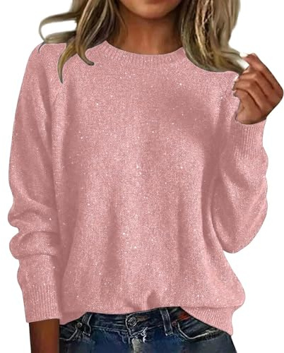 Hauts à Paillettes Scintillantes pour Femme - Tunique à Manches Longues - Grande Taille - Pull à col Rond - Chemises de Carnaval pour Femme - pour Festival, fête, Sortie - Vêtements d'automne