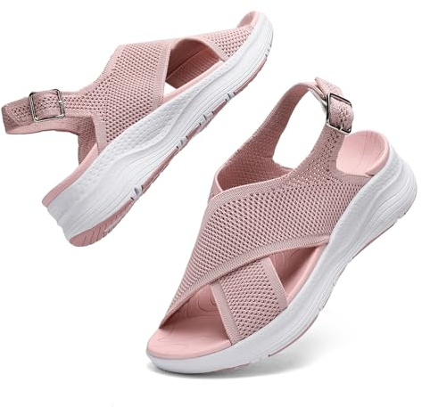 Hanani Womens Orthopedic Sandals Adjustable Strap Sandals Arch Support Ladies Summer Wedge Slingback Sliders Platform Walking Shoes Washable Slide Sport Girls Casual Thick Bottom Beach Shoes