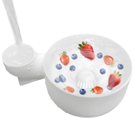 Genérico Limpieza Automática Cuencos Bayas, Colador Cuencos Bayase Pequeños Giratorios, Limpieza Escurridor Fresas Frutas Rápida, Cuenco Lavado Bayas con Orificio Drenaje, para Utensilios Cocina