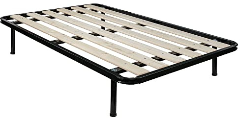 Comprarredo Rete in ferro ortopedica a doghe verticali misure 120 x 190 cm, robusta rete a tavole in legno massello con telaio in metallo, per materasso una piazza e mezza