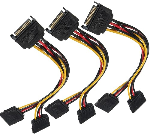 Bolongking - Cavo splitter SATA a doppia SATA Power Y per disco rigido HDD SSD da 8 pollici (confezione da 3)