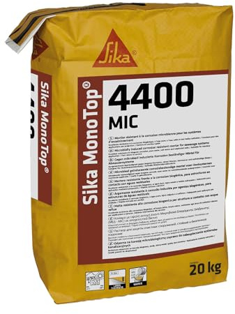 SIKA - Mortier de réparation de réseaux et de protection contre la corrosion biogénique - Sika Monotop 4400 MIC - Résistant aux eaux pures, eaux salées, aux sulfates et différents acides dilués - 20kg