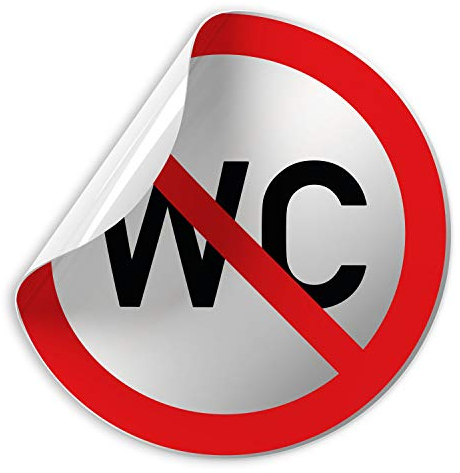 Folienschild Schild - Keine Toilette – Kein WC - D = 100 mm PVC Silber - Robuste Kratzfeste Folie - UV beständig - Perfekt für Glastüren und alle glatten Flächen
