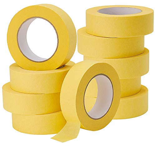 Lichamp 10-Pack Automotive Refinish Masking Tape Yellow 36mm x 55m, Cars Vehicles Auto Body Paint Tape, Automotive Painters Tapes Bulk Set 1.4-inch x 180-foot x 10 Rolls (600 Total Yards)
