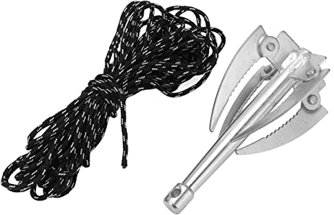 BORDTRACT Outil D'extraction De Racines De Mauvaises Herbes, Rasoir Pliant à 4 Griffes, Coupe-herbe Aquatique, Faucille D'ancre, Coupe-plantes D'eau Avec Corde De 10 M Pour la Pêche, les Lacs