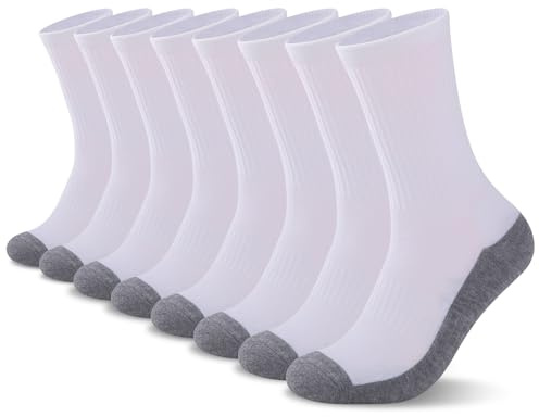 Heatuff 8 Pairs Mens Cushioned Crew Socks, Moisture Wicking Athletic Work Socks