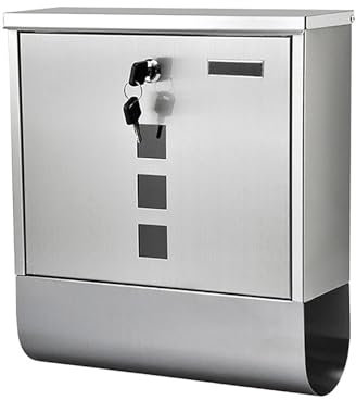 xjdagaoge Cassetta Postale da Esterno in Acciaio Inox per Pacchi Corriere con Scomparto per Giornali Della Posta da Esterno di Grande Capacità con Serratura a Chiave Argento Spazzolato Impermeabile