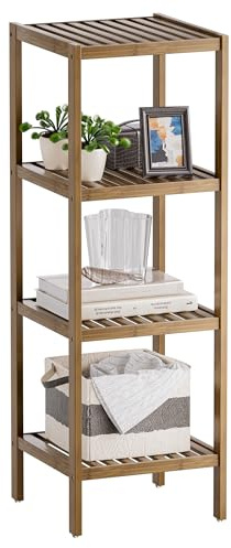 SMIBUY Scaffale per il bagno, organizzatore di scaffali in bambù a 4 livelli, scaffale multifunzionale per soggiorno, camera da letto, cucina (Noce)