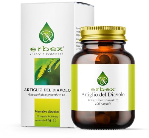 Erbex Integratore Artiglio del Diavolo Forte 100 Capsule - Benessere Ossa Muscoli Articolazioni - Artiglio del Diavolo Compresse Naturale - Riduce Disagi Articolari - 100 Capsule per Uso Quotidiano