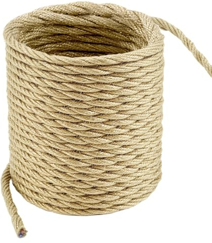 QWORK® Cavo Elettrico Tessile Vintage 10M, 2x0,75mm², Filo Elettrico per Lampade a Sospensione Fai Da Te
