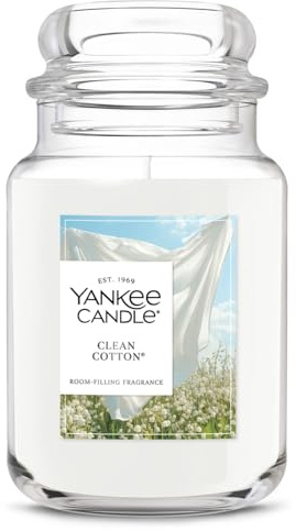 Yankee Candle Clean Cotton Scented Candle, 22oz Large Jar with up to 150 Hour Burn Time, Giftable, Birthdays