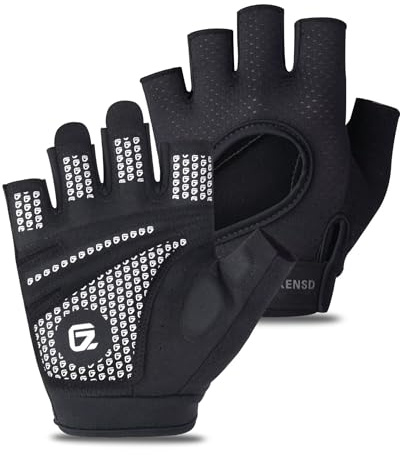 GADIEMKENSD Fitnesshandschuhe für Damen und Herren, Atmungsaktive Sport Handschuhe, Fahrradhandschuhe ohne Finger, Trainingshandschuhe mit rutschfestem Griff, ideal für Bodybuilding, Schwarz M