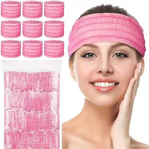 Fasce capelli Pink - 100 pz -Elastiche Capelli Monouso in TNT - Imbustate Singolarmente - Fascia Testa Usa e Getta per Estetista, Spa, Centri Benessere (100 Unità, Rosa)