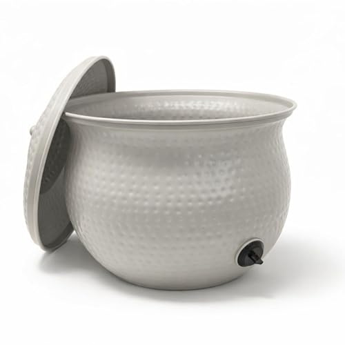 LIVLIG Vaso per tubo flessibile in metallo, secchio per riporre i tubi da giardino, fino a 20 m, scatola con coperchio, antracite