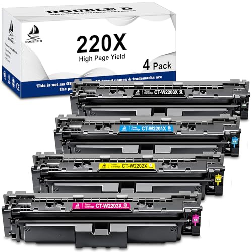 DOUBLE D 220X Toner Cartridges with Chip Compatible for HP 220A 220X W2200X W2201X W2202X W2203X Work with HP Color Laserjet Pro MFP 4302dw 4302fdw 4202dw 4202dn 4302fdn