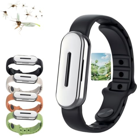 Långvarigt 90-dagars myggavvisande armband, växtextraherat kraftfullt skydd, justerbart (14-20 cm) armband, DEET-fri, vattentät och svettbeständig, lämplig för vuxna och barn (svart, B)