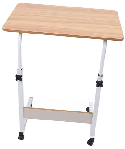 Generic Bäddsoffa Sidobord Justerbar Höjd Rullande Skrivbordsvagn för Vardagsrum Sovrum Arbetsrum, Stabil Struktur & Stor Bordsskiva för Kaffe Snack Laptop, Mobilt Stativ (1)