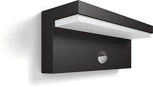 Philips Bustan Wandleuchten für den Außenbereich, 9 W, 4000 K Kaltweiß, wasserbeständig, anthrazit, IP44 wetterfest, Tageslichtweiß
