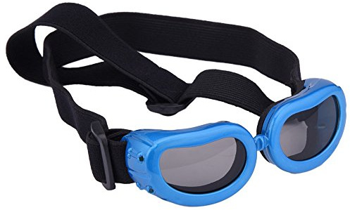 Outdoor Dog Sunglasses Anti-UV Eye Protection Goggles Waterproof Windproof Anti-Fog for Small Pet Puppy Cat (Blue)