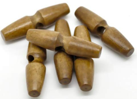 20 Holzknöpfe, Knebelknöpfe Oval 5,0 x 1,3 cm dunkelbraun 1 Loch längliche Knöpfe braun zum annähen nähen und bastel - scrapbooking - Mantelknöpfe Jackenknöpfe -