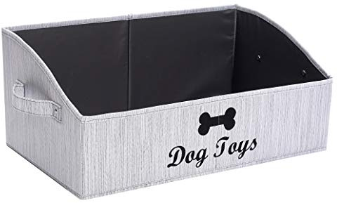 MOREZI Boîte à jouets en lin et coton mélangé pour animaux de compagnie, très appropriée pour organiser des jouets pour chiens et des fournitures pour animaux de compagnie - Gris
