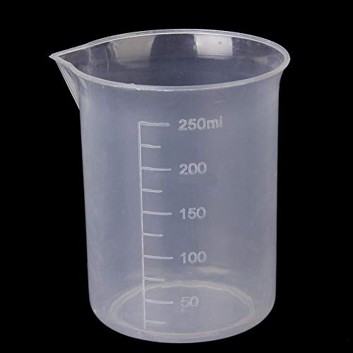 Gemini_mall 250ml Measuring Cup Plastic Beaker Heat Resistant Transparent Labs Graduated Cylinder Beakers for Home and School Science Lab Clear