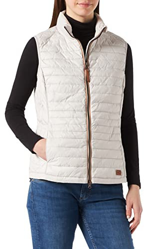 camel active Damen kurze leichte Steppweste mit elastischen Bündchen Weiß, womenswear-40