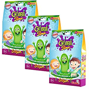 Glibbi Slime, Confezione da 3 giocattoli per vasca da bagno, in polvere trasforma l'acqua in slime verde, 3 x 150 g, confezione sostenibile, glibber, divertimento per il bagno, Esclusivo Amazon