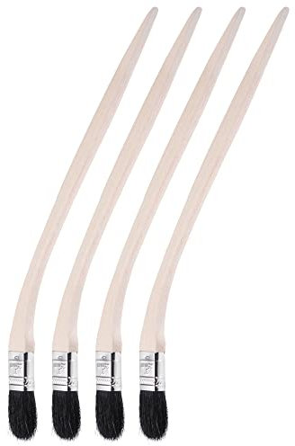 sourcing map Lot de 4 pinceaux courbés pour radiateur - Longueur : 40,6 cm - Largeur : 2,5 cm - Poils longs en bois - Pour traitement mural - Noir