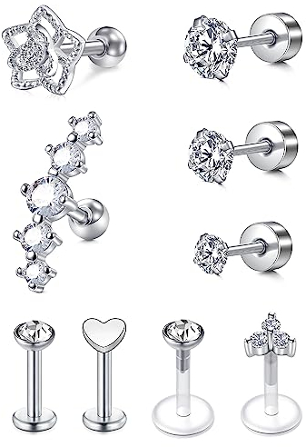 LAURITAMI Helix Piercings Chirurgenstahl 1.2mm 6mm Tragus Ohrring Piercing Stecker Ohr Knorpel Kristall Diamant