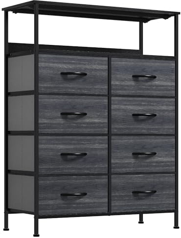 YITAHOME Kommode, Schrank, Aufbewahrungsschrank, 8 Schubladen aus Stoff mit Griffen, Aufbewahrungskommode, Huada Tuchdruck