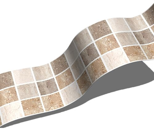 Guest Ruyunlai TapetenbordüRe BordüRe Selbstklebend Zum Aufkleben FüR Wohnzimmer KüChe Badezimmer Abnehmbare Wasserdicht Bodenleiste PVC Dekorative BordüRe 10cm X 200cm