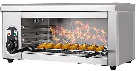 2000W Commercial Salamander Broiler Countertop with Adjustable Grid - Stainless Steel Oven for Cheese Melting, Toasting Sandwiches, and Grilling Steaks - 50-300℃ Temperature