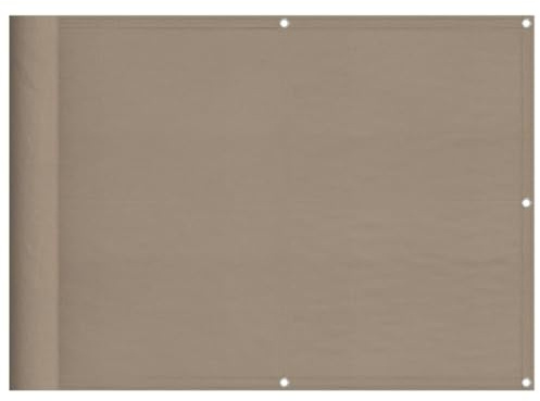vidaXL Balkon Sichtschutz, Balkonbespannung mit Ösen Seil, Wasserfeste Balkonabdeckung, Balkonverkleidung für Balkon Terrasse, 75x800cm Taupe 100% Polyester-Oxford