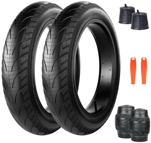 BALINGE E Bike Fat tire 20 x 4 2 Pack Heavy Duty High-Performance Wear-Resistant E-Bike Mountain Snow Bike Tire ，Fat Bike Tires，20x4.0 Fat tire，Black，2 Tires 2 Tubes 2 levers