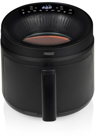 Princess Cyclone Vision Airfryer 5L – mit Sichtfenster – spülmaschinenfeste Teile – Antihaftbeschichtung – 8 voreingestellte Kochprogramme – 1500 W – 01.182270.01.001