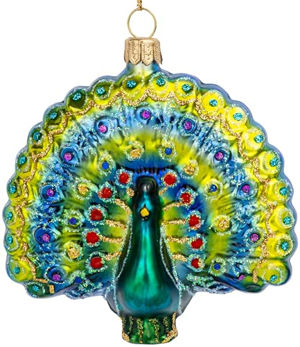 SIKORA Pfau besondere Weihnachtskugel Glas Christbaumschmuck Deko Figur Weihnachten Anhänger Ornament - Premium Line - BS805