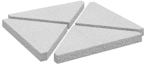 vidaXL Plaques de Poids de Parasol 4 pcs Triangulaire Granit Gris 14kg, Poids de Base pour Parasol, Plaque de Granit, Pied pour Parasol