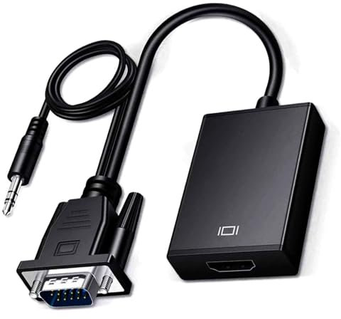 Generico Adattatore VGA Maschio e HDMI Femmina con Cavo Audio da 3,5 mm e Cavo di Alimentazione, a 1080p 60Hz, Compatibile per TV Proiettori Monitor