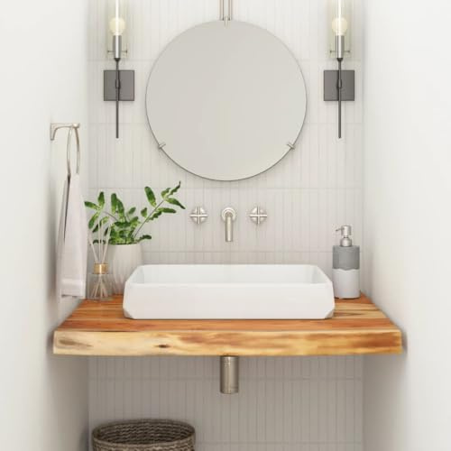 Juroupi Piano Bagno 60x60x2,5 cm Quadrato Legno Massello di Acacia,Piano Bagno,Top Bagno Piano per Lavabo da Appoggio,Piano Lavabo Bagno-370258